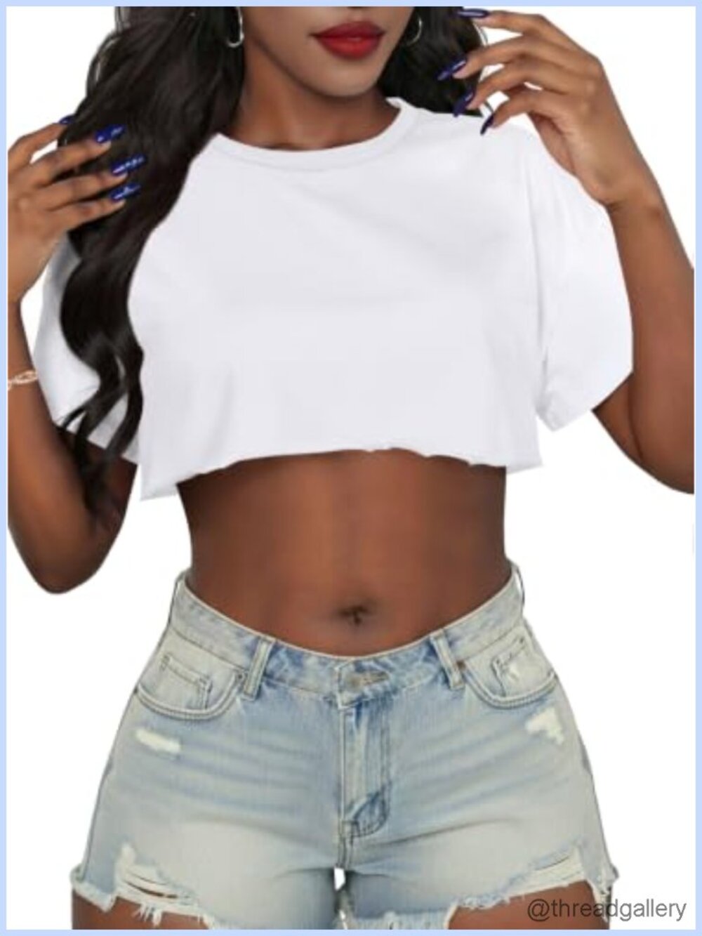 Oversized Crop Top Short Sleeve Crewneck T-Shirt Casual Tee